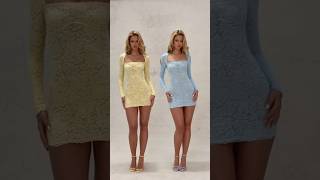 Meet Darlaour Long-Sleeve Lace Mini Dress In Yellow & Blue