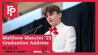 Matt Mancini '23 delivers student address at Class of 2023 Commencement
