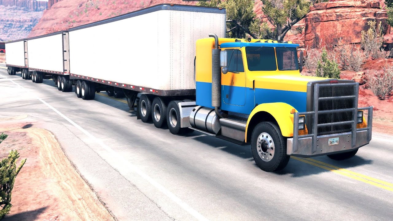 BeamNG Drive - Triple Trailers Road Train in Utah | Logitech G29 Gameplay