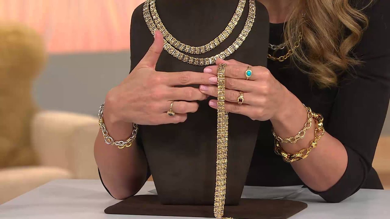 14K Gold 20" Two-Tone Bold Byzantine Necklace 24.7g with Jennifer Coffey