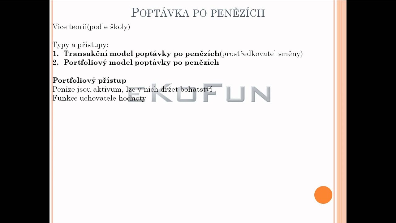 makroekonomie poptávka po penězích