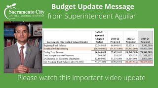 Message from Superintendent Aguilar on SCUSD's Budget