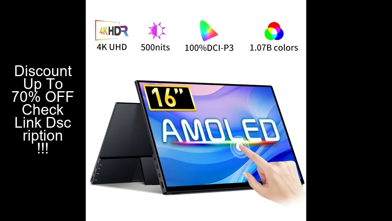 VCHANCE 16'' Oled 4K Touchscreen Portable Monitor 500nits 100%DCI-P3 HDR Expand Office Display for P