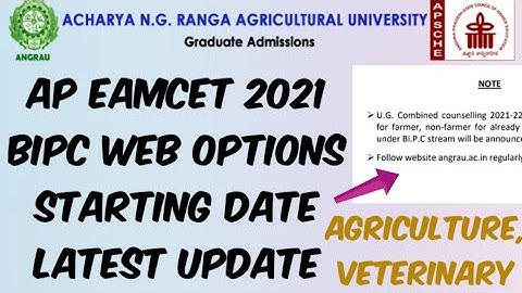 AP EAMCET 2021 BIPC Web options Dates Released//ANGRAU 2021 Web options starting Date Updated