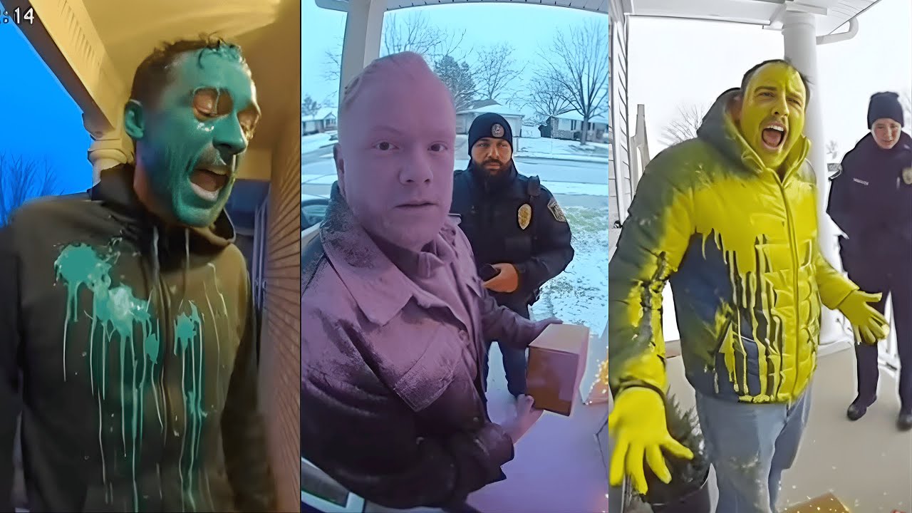 Moments Package Thieves Panic and Run After the Paint Bomb 💥🎨 (Caught on Ring Camera)