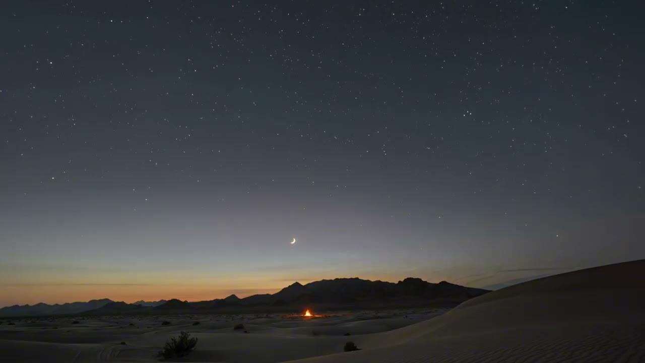 🌅 Desert Sunset Ambience | Silent Campfire | No Sound Nightlight