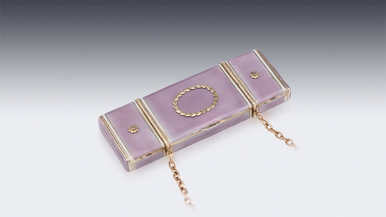 ANTIQUE 20thC RUSSIAN FABERGÉ GILT SOLID SILVER, ENAMEL & DIAMOND NECESSAIRE c 1900