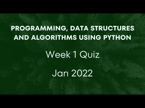 Programming, Data Structures And Algorithms Using Python | Week 1 Quiz - Jan 2022 | NPTEL | Swayam
