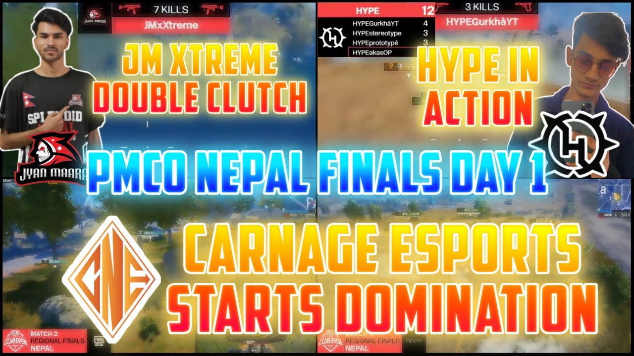 JMxXtreme DOUBLE CLUTCH 🔥| HYPE IN ACTION 😍| CARNAGE DOMINATION 😱| PMCO NEPAL FINALS - GAURABYT |