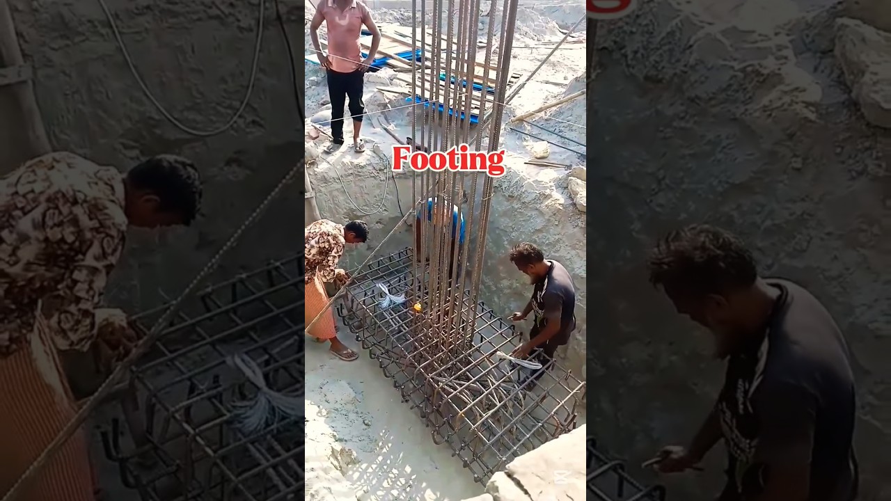Footing Rod Binding work process at construction project 