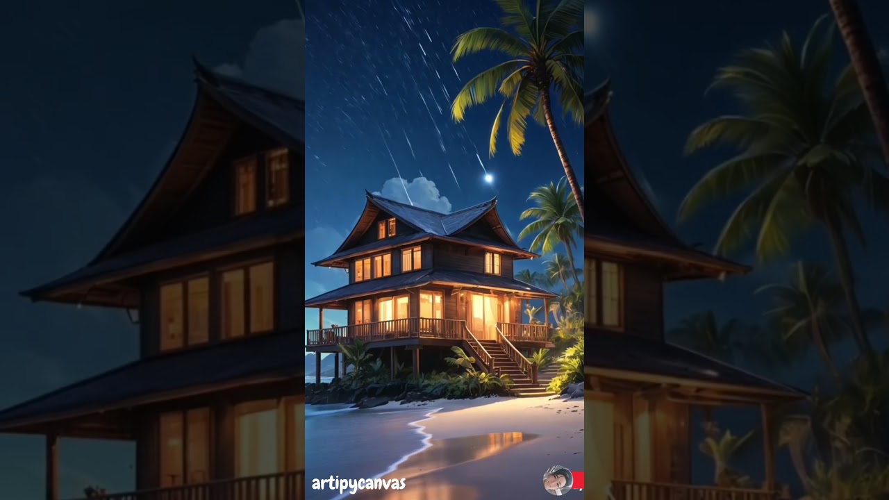 Beachside Bliss: A Starry Night at the Tropical Retreat 🌴🌌✨