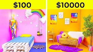 COOL ROOM MAKEOVER CHALLENGE || Rich vs Broke | Cheap VS Expensive Items for Your Room by 123 GO! screenshot 2
