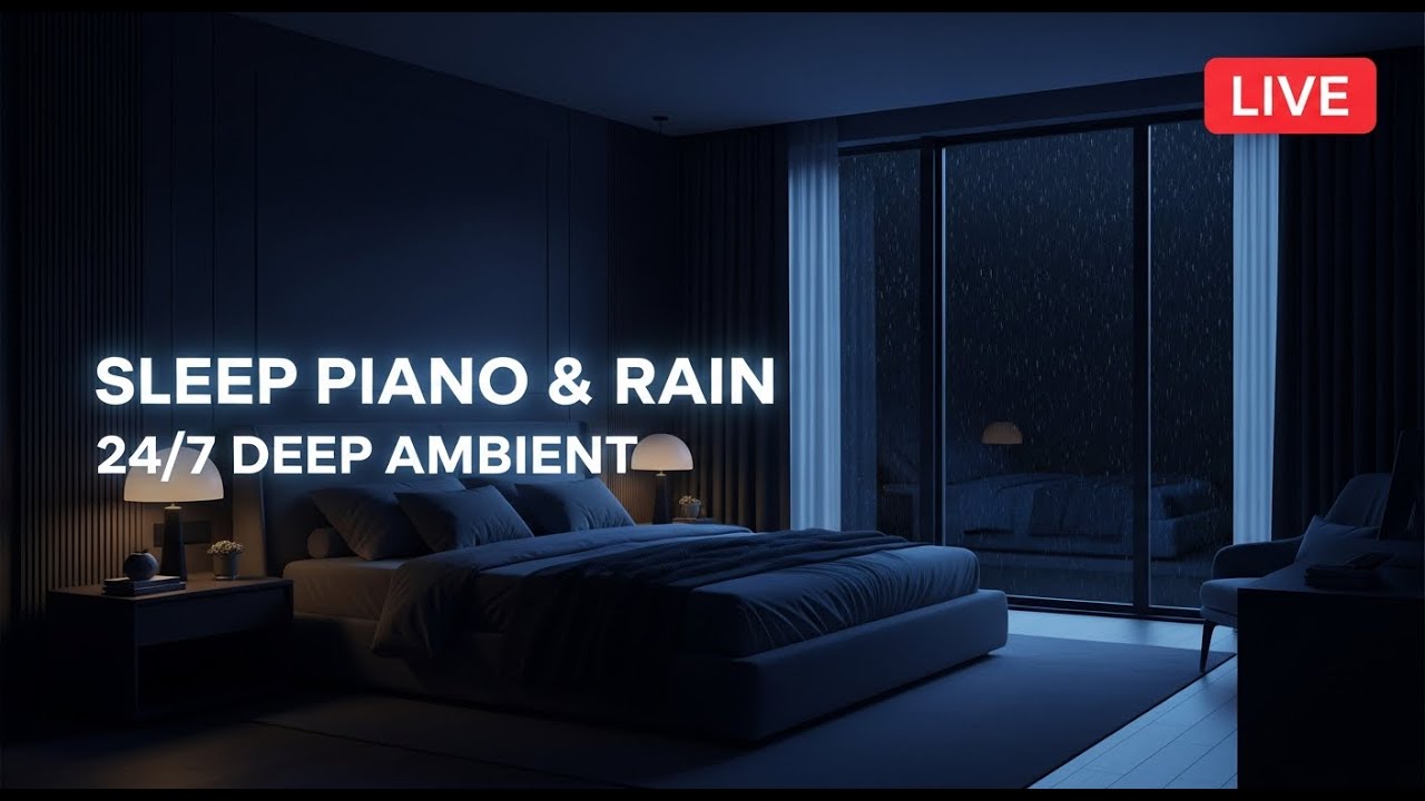 LIVE Now: Soothing Heavy Rain & Piano Sleep Music - Instant Calm & Restful Night