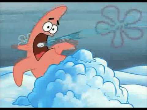Spongebob shoots snowballs into patrick's mouth for 8 minutes and 55 seconds