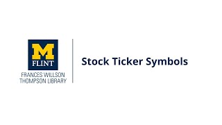 Stock Ticker Symbols