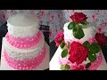 केक  pink and white  color cake design happy birthday cake new look design training video