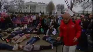 Students hold anti-gun violence 'lie-in' demonstration outside White House