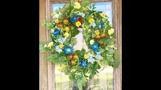 Spring Summer Wreath Brightens my Door with Blue & Yellow Flowers 24 In Wreaths for Front Door! screenshot 5