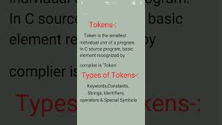 What is Tokens and types of Tokens#learning coder#short video#coding language short#C#java#C++#viral
