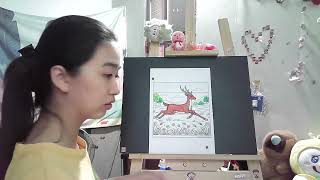 Coloring page of a moose running in the forest