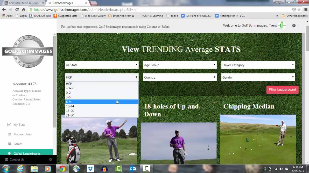 Golf Scrimmages Screencast TOUR