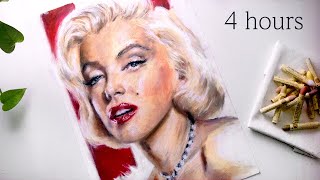 ASMR Drawing Marilyn Monroe with Pastels (no talking)