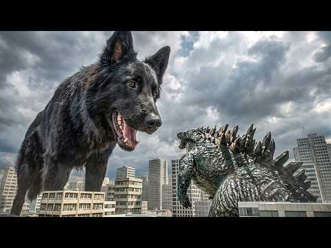 Giant Black Sheepdog Stops Godzilla