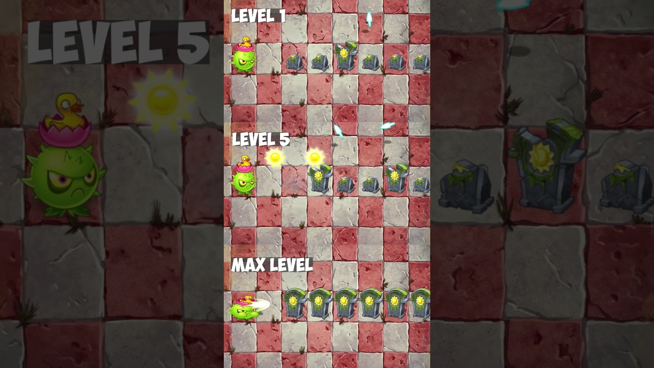 Pvz 2  - Homing Thistle with a Plant food Vs 6 Sun Gravestones 