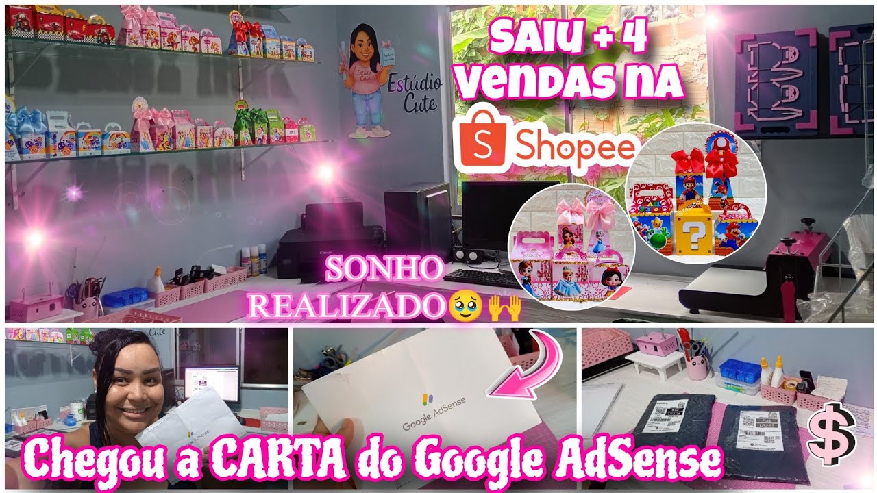 CHEGOU A CARTA do Google AdSense - CANAL MONETIZADO - SAIU VENDAS NA SHOPEE -PAPELARIA PERSONALIZADA