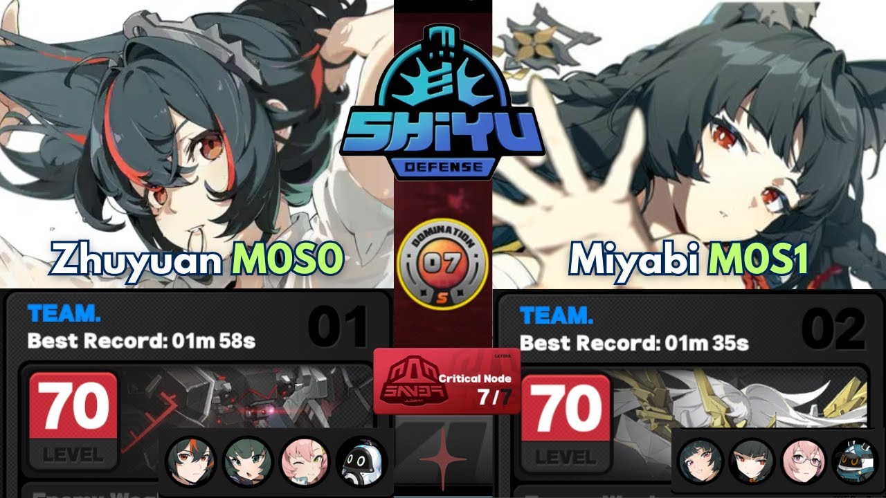 Zhu Yuan M0S0 x Miyabi M0S1 vs NEW Floor 7 Shiyu Defense 1.6 Phase 2 ...