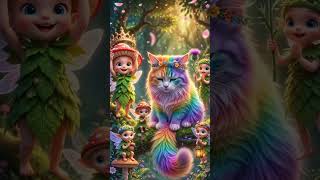 Tiny Forest Spirits Meet a Magical Rainbow Cat 🌈🐱✨#ForestSpirits #FantasyStory#RainbowCat#FairyTale