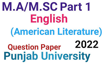 Ma Part 1 American Literature past paper 2022|ma English part 1 past paper||Pu