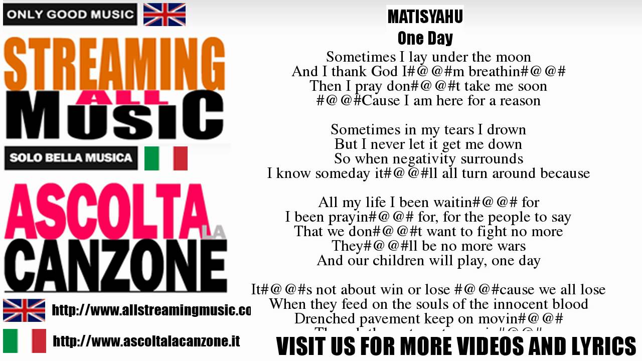 Matisyahu - One Day (Lyrics / Testo) - YouTube