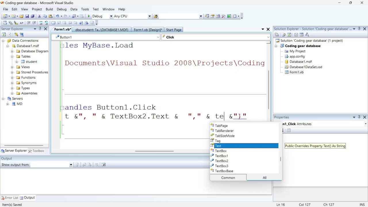 Database SQL Queries in VB.NET TY BBA(CA) explained in Hindi