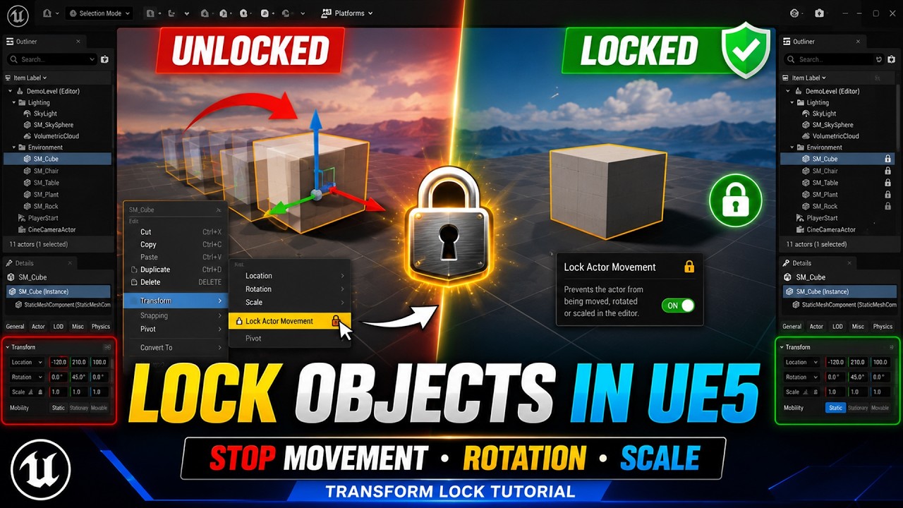 How to Lock Objects in Unreal Engine 5 (Stop Accidental Movement) - YouTube