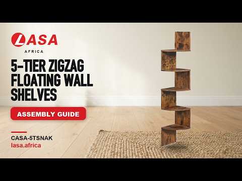 5-Tier Zigzag Corner Floating Wall Shelf, Rustic – Assembly