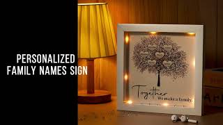 Personalized Family Names Sign LED Tree Frame | Custom Gift for Mom