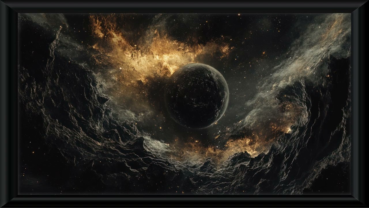 Planet Emerging from Starry Nebula Art 4K – Mesmerizing Cosmic Wall Display for Frame TV