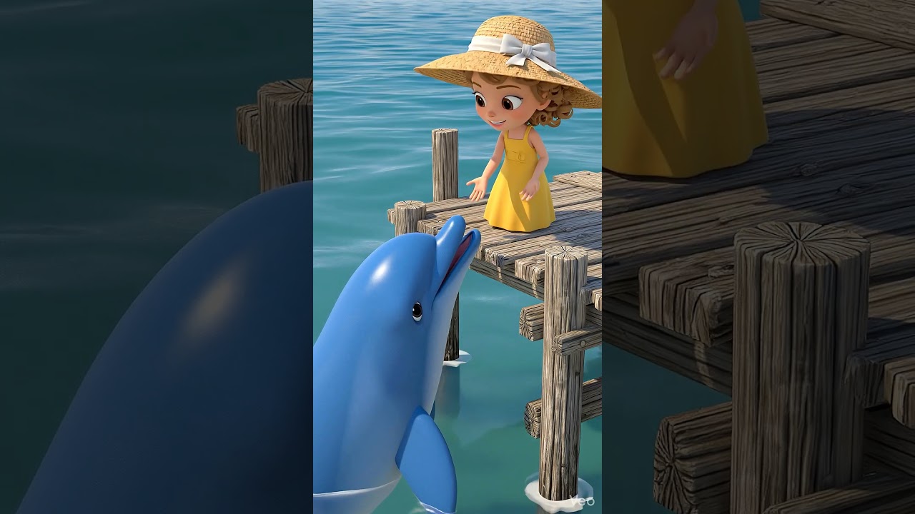 Baby Doll Meets a Dolphin! 🐬🏖️ Cute Beach Day