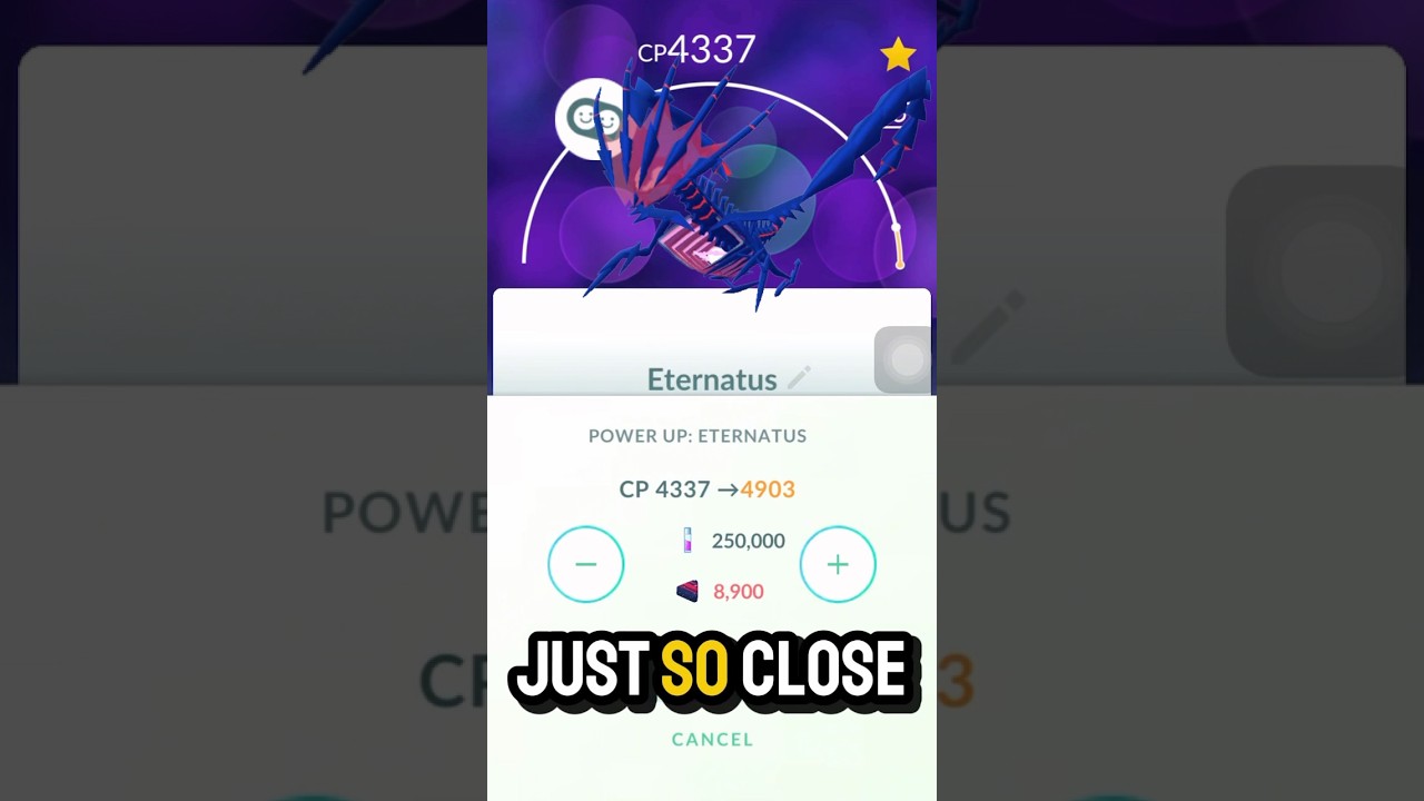 SO CLOSE TO MAX OUT ETERNATUS IN POKEMON GO 