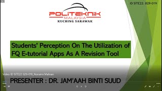 Dr. Jam'aah Suud - Students' Perception on the Utilization of FQ E-Tutorial Apps As a Revision Tool screenshot 1