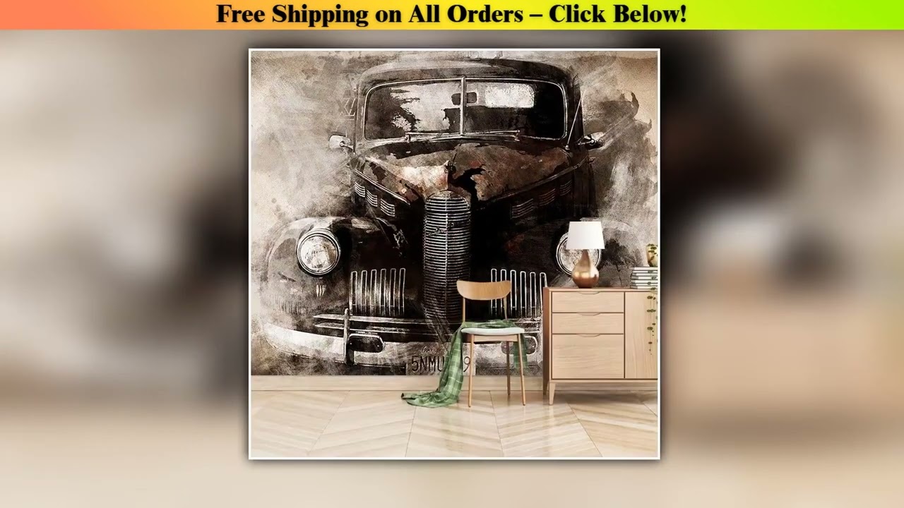 Custom 3D Wall Murals Wallpaper Retro Nostalgic Classic Car Mural Study Living Room Bedroom
