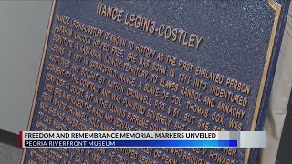 Historical markers commemorating forgotten Peoria cemetery unveiled at Peoria Riverfront Museum