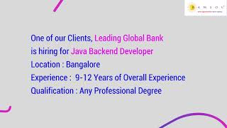 Java Backend Developer | Backend Developer Jobs | Java Jobs