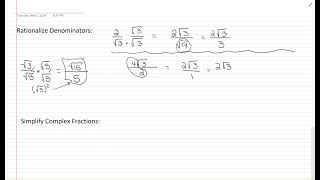 rationalize and simplify complex fractions