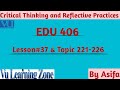 EDU406 short lecture#37 Topics221,226|Edu406 Final Term Lecture #edu406