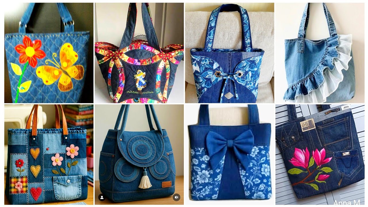 Stylish Denim Crafts Handbags | Latest Trendy Bags for College & OfficeBeautiful Denim Handbags