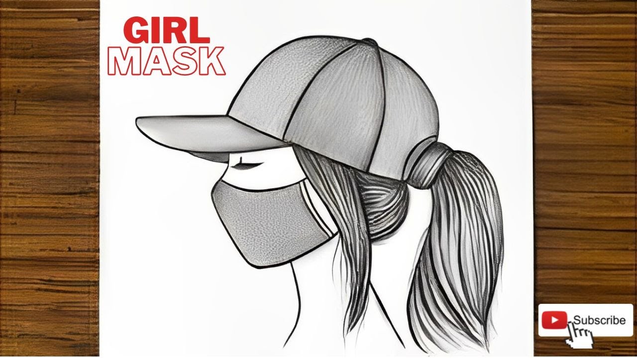 Girl with mask drawing How to draw a beautiful Girl Easy drawing