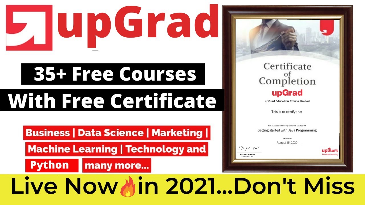 Upgrad Free Courses With Certificate Live Now (2021) | 35+ Courses Data ...