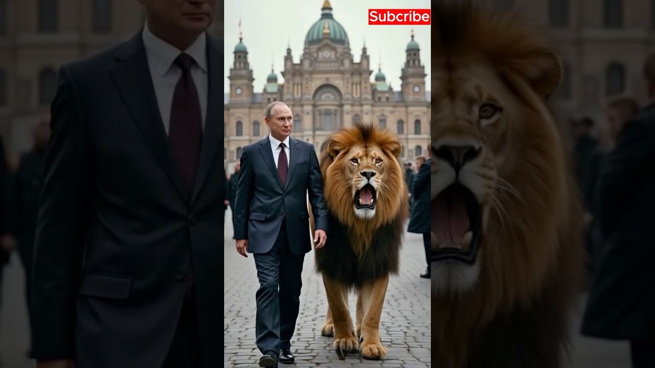 Vladimir Putin and Lion AI generated video 